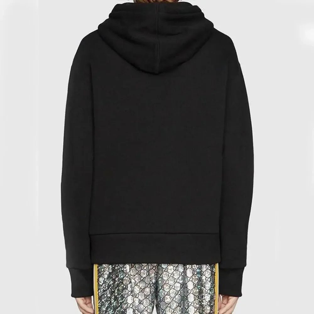 New With Tags Gucci Metallic Logo Print Pullover Black Hoodie Size L $1280.00